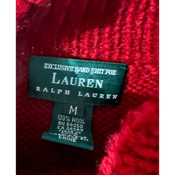 Ralph Lauren Hand Knit Wool Dog Snowflake Red Sweater Size M - Picture 2 of 7